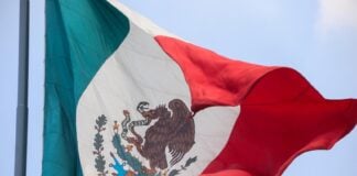 Mexican flag flying