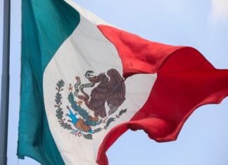 Mexican flag flying