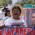 Marching mother of a disappeared person in Mexico