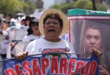 Marching mother of a disappeared person in Mexico
