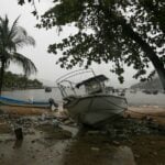 The cloud bands from Hurricane Simon have brought heavy rain to the port of Acapulco.