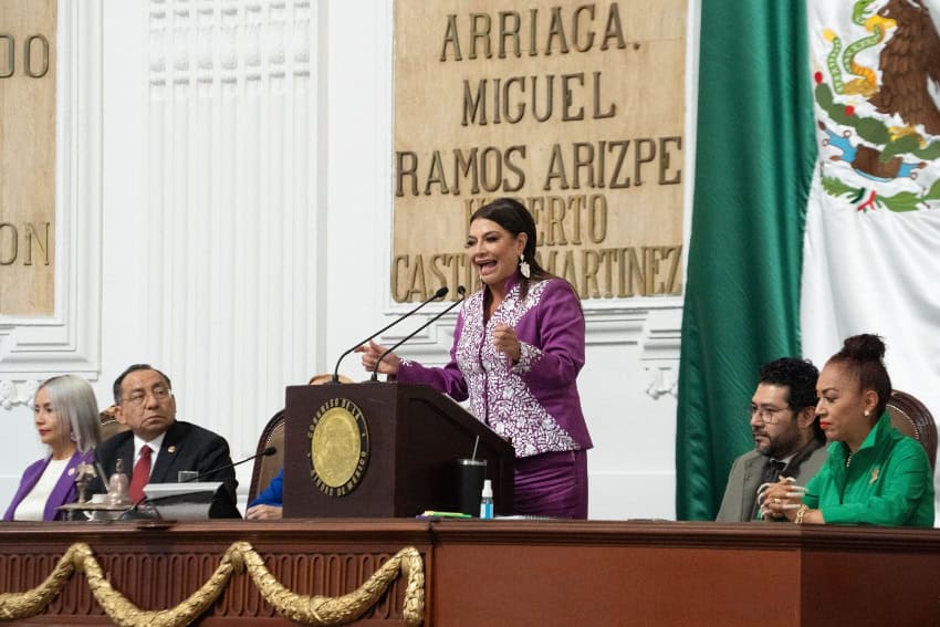 Mayor Clara Brugada speaks in Mexico City
