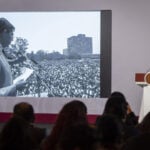 Presdient Sheinbaum shares a video of Cuauhtémoc Cárdenas at her October 29 press conference