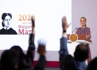 President Claudia Sheinbaum at her morning press conference, Oct. 1, 2026