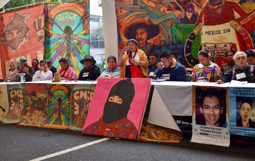 María de Jesús Patricio Martínez, better known as Marichuy, addresses the opening plenary during the 30th anniversary of the CNI.