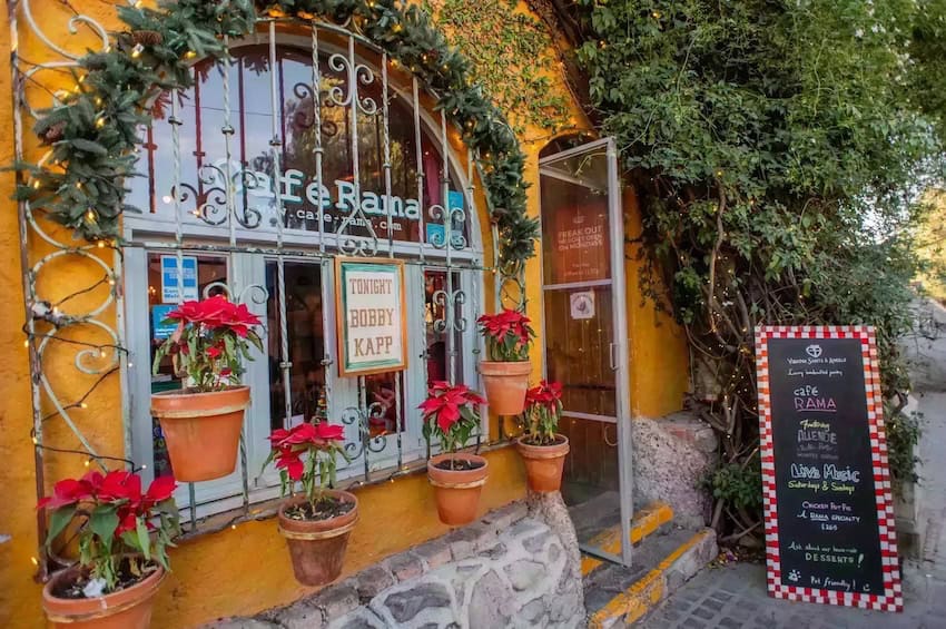 Exterior of a cafe in San Miguel de Allende.