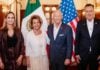 Ambassador Johnson and family alongside Mauricio Kuri and family
