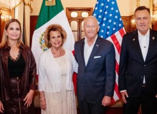 Ambassador Johnson and family alongside Mauricio Kuri and family