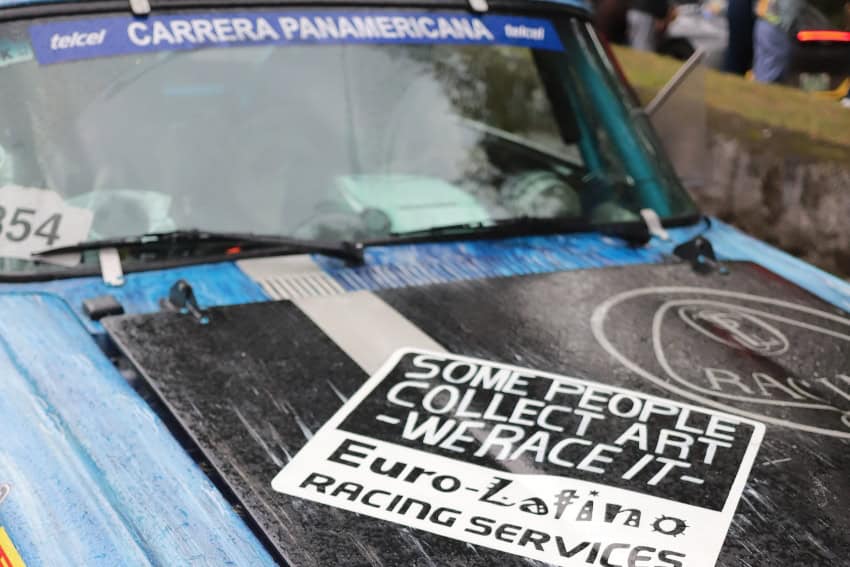 Carrera Panamericana car with sign proclaiming it as art