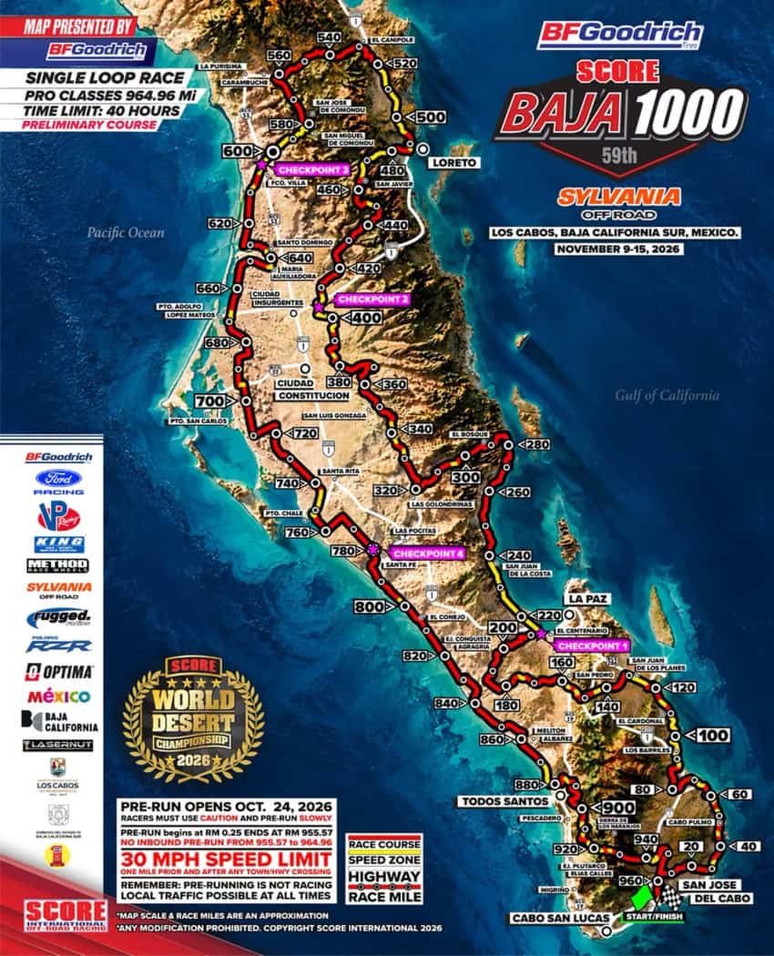 Baja 1000 route map