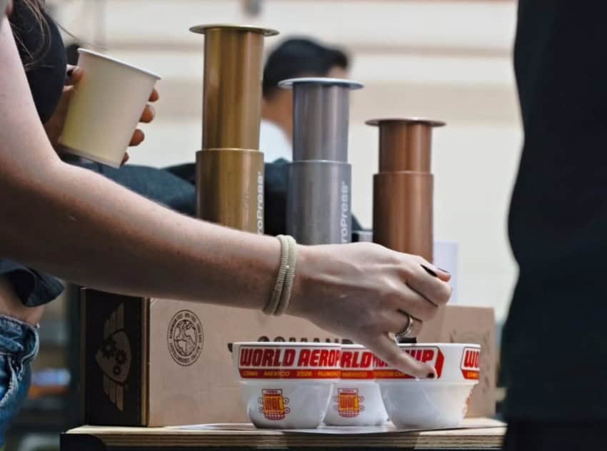 Making cups of coffee at the World AeroPress Championship