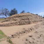 Stone ledges form a hill at the site of an ancient astronomical observatory in Puebla