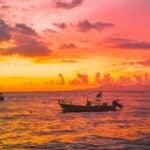 Boats near Puerto Vallarta at sunset