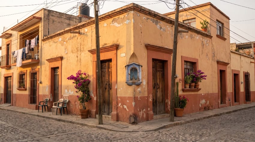 Escena callejera del Día de Muertos
