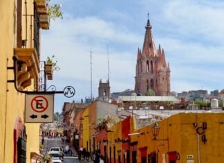 High-angle view of San Miguel de Allende during the day.