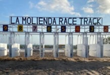 Racing gates at Club La Molienda, a cartel-linked horse racing track in Nuevo Laredo, Tamaulipas