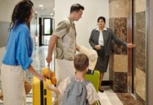 tourists on vacation with their child